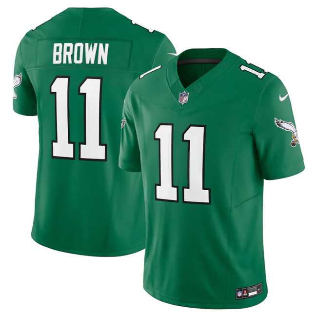 Youth Philadelphia Eagles #11 A. J. Brown Green 2023 F.U.S.E. Stitched Football Jersey Dzhi->youth nfl jersey->Youth Jersey